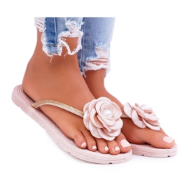 Kvinders hjemmesko Flip-flops Beige Flower Glitter Elenda