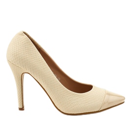 Beige pumps på YS-356 hælen