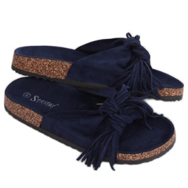 Kvinders marineblå boho -hjemmesko CK136P D.BLUE marine blå