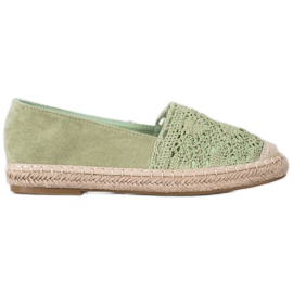 Small Swan Ruskind Espadrilles Med Blonder grøn
