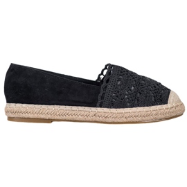 Small Swan Ruskind Espadrilles Med Blonder sort