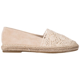 Small Swan Ruskind Espadrilles Med Blonder brun