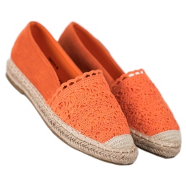 Small Swan Ruskind espadriller med blonder orange