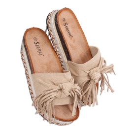 Kvinders beige boho tøfler CK138P Beige