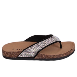 Sorte flip-flops på korksålen 7872-PL Sort