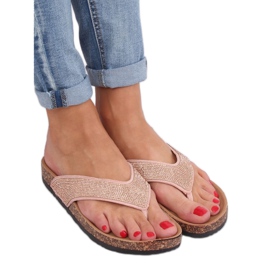 Pink flip-flops på korksålen, pink 7872-PL Pink lyserød