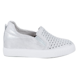 Filippo Læder Slipons On Wedge grå