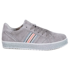 Filippo Læder Sneakers Med Glitter Platform grå