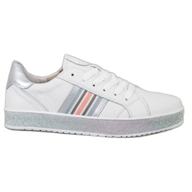 Filippo Læder Sneakers Med Glitter Platform hvid