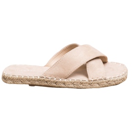 SHELOVET Komfortable ruskind hjemmesko beige