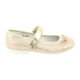 American Club GC02 gyldne ballerinaer med en sløjfe beige gylden