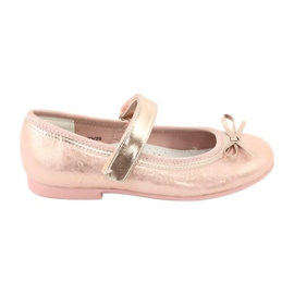 Golden Rose Ballerinas med American Club GC02 sløjfe lyserød gylden