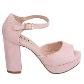Sandaler høje hæle beige og pink 9R56 Nude