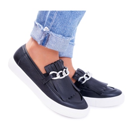 Kvinders sneakers Slip On Lu Boo Loafers Med frynser Sort Nefrette