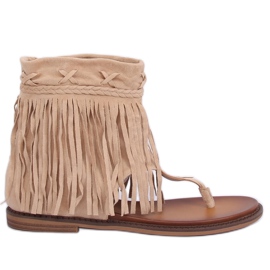 Beige flip-flops med overdel NS129P Beige