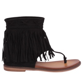 Sorte flip-flops med overdel NS129P Sort
