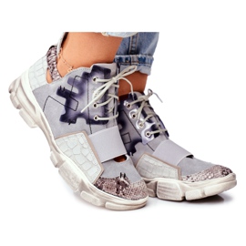 Kvinders lædersneakers Maciejka 04423-13 grå