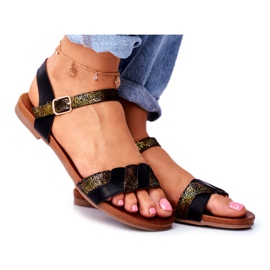 S.Barski Kvinders sandaler Flade sorte sommervibes