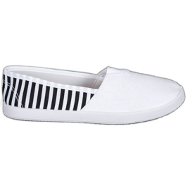 SHELOVET Hvide slipons med striber