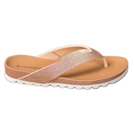 VINCEZA flip-flops med glitter lyserød gul