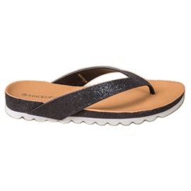 VINCEZA flip-flops med glitter sort