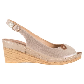 Shiny Wedge Sandals VINCEZA gylden