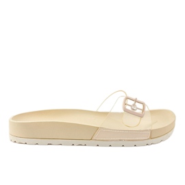 Beige gennemsigtige hjemmesko med et SE-9606 spænde