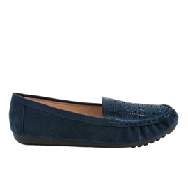 Marineblå openwork loafers med pailletter YSD823Y marine blå