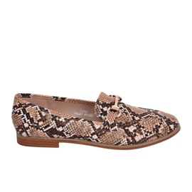 Kvinders loafers slangeskind T356P Snake Beige