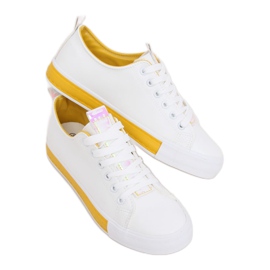 Hvide og gule sneakers til kvinder A88-23 Gul