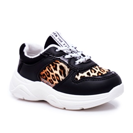 FRROCK Sort Penny Leopard Print børns sportssko hvid