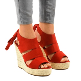 Røde espadrilles kile sandaler 77-77