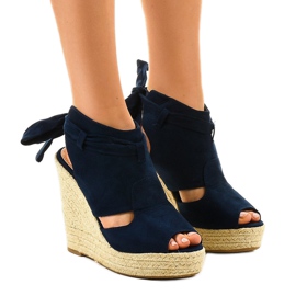 Marineblå espadrilles kile sandaler 77-20 marine blå