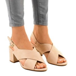 Beige højhælede sandaler A305 ruskind