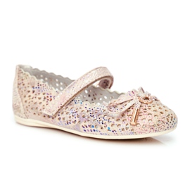 S.Barski Børns Beige åbent ballerinaer med velcro Barski Remtro