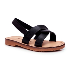 FRROCK Børns sorte Bambino slip-on sandaler med elastikbånd