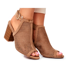FB1 Kvinders åbent støvler Peep Toe Beige Paradise
