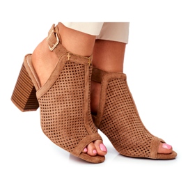 FB1 Kvinders åbent støvler Peep Toe Camel Paradise brun
