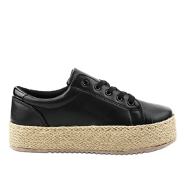 Sort snøret espadriller 6220
