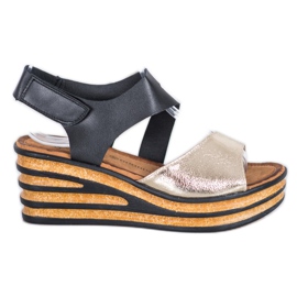 Goodin Moderigtige sandaler med velcro sort gul