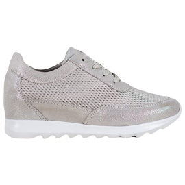 VINCEZA skinnende læder sneakers grå