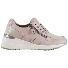 Læder sneakers med VINCEZA lynlås brun