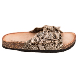 Bella Paris Hjemmesko med slangetryk beige