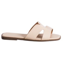 SHELOVET Klassiske Eco læder hjemmesko beige