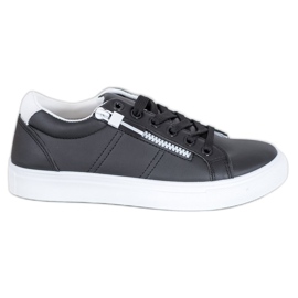SHELOVET Sorte sneakers med lynlås