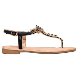 Small Swan Stilfulde sandaler med cubic zirconia sort