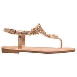 Small Swan Stilfulde sandaler med cubic zirconia gylden