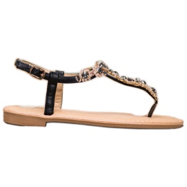 Small Swan Flip-flops sandaler med cubic zirconia sort