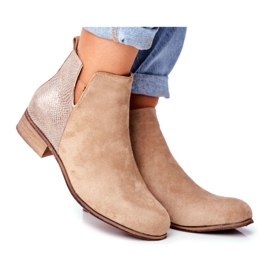 EVE Kvinders støvler på flad hæl Spring Khaki Viva beige