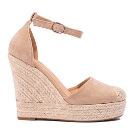 SHELOVET Stilfulde kile-espadriller beige